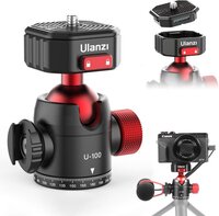Ulanzi U-100 - Draaibare statiefkop - Balhoofd - Cold Shoe-mount - 20 kg - Zwart/Rood