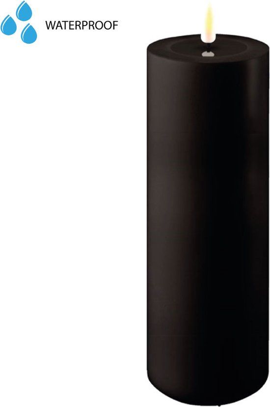 Deluxe Homeart LED Kaars Outdoor - Zwart - 7,5 x 20 cm - Voor Buiten