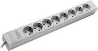 Digitus DN-95401 19 inch Stekkerdoos voor patchkast 1 HE Geaarde contactdoos Incl. 2 metalen houders