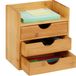 Merkloos Relaxdays Bureau Organizer Bamboe met 3 Lades
