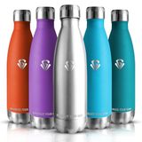 Grsta Drinkfles van roestvrij staal, 500 ml, sportdrinkfles, dubbelwandig, vacuüm-geïsoleerd, thermosfles, lekvrij, waterfles, BPA-vrij, voor fitness, school, gym
