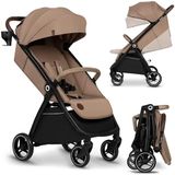 Lionelo Ingrid Lichtgewicht en compacte kinderwagen van 6 maanden tot 22 kg, automatisch opvouwbare kinderwagen met verstelbare stoel, volledige vering, 360° draaibare EVA-wielen, XXL luifel