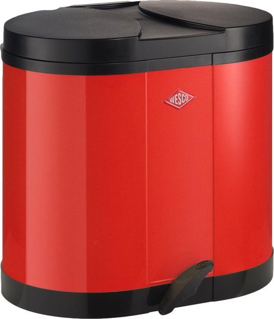 Wesco Double Bin Duo Afvalemmer - 2x15 Liter - Rood