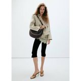 Mango schoudertas met studs bruin