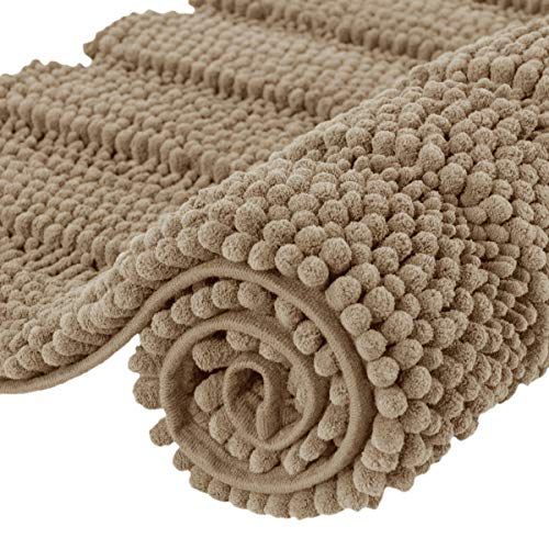 subrtex Badkamertapijten Chenille Badkleed Gestreepte Pluche Badmat Zand 24"x60"