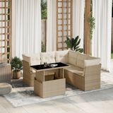 Maison Exclusive - Ensemble de meubles de jardin 6 pièces avec canapé et coussins, beige, en polyrotin