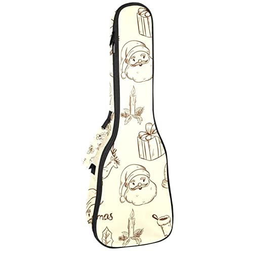 Mersov Concert Ukelele Rugzak, Heavy Duty Ukulele Case Bag met Opslag, Sopraan Concert Tenor Ukelele 10 MM Gewatteerde BagChristmas Kerstman Gift Kaars
