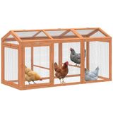 PawHut Kippenhok-Dennenhout, metaal-156L x 70,5B x 84H cm-Oranje