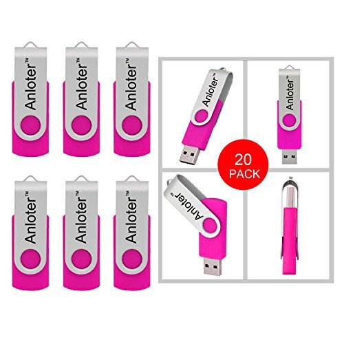Anloter AnloterTM 20 Pack Mooi Draaibaar Ontwerp USB Flash Drive Memory Stick Vouwen Opslag Duim Stick Pen 2GB roze