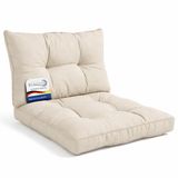 Beautissu Lounge Kussen Set met Zitkussen 70x70 cm & Rugkussen 70x40 cm Naturel