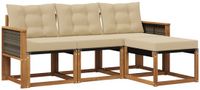 vidaXL Bank loungeset 4-delig Acaciahout Natuurlijk en Beige