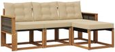 vidaXL Ensemble de salon 4 pièces Acacia Bois Naturel et Beige
