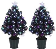 Luca Lighting Kunstkerstboom - 2x - gekleurde lampjes - fiber - 60 cm
