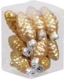 Othmar Decorations Kersthangers dennenappels - 12x st - saffraan oranje - 6 cm - glas