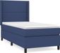 vidaXL Boxspring met matras stof blauw 90x200 cm