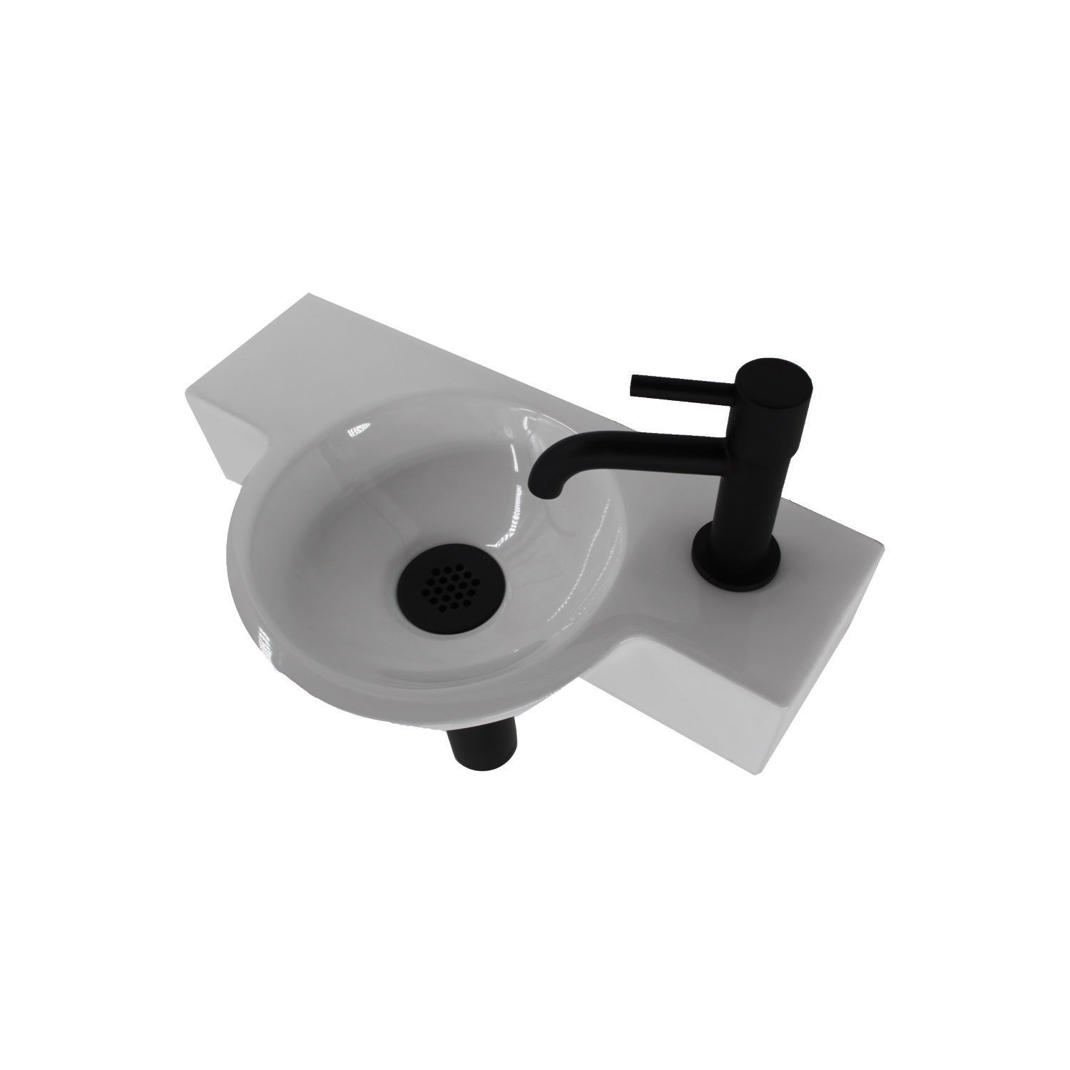 Boss & Wessing Julie Fonteinset - 40x23x8 cm - Wit - Keramiek - Incl. Eenhendelkraan en Sifon