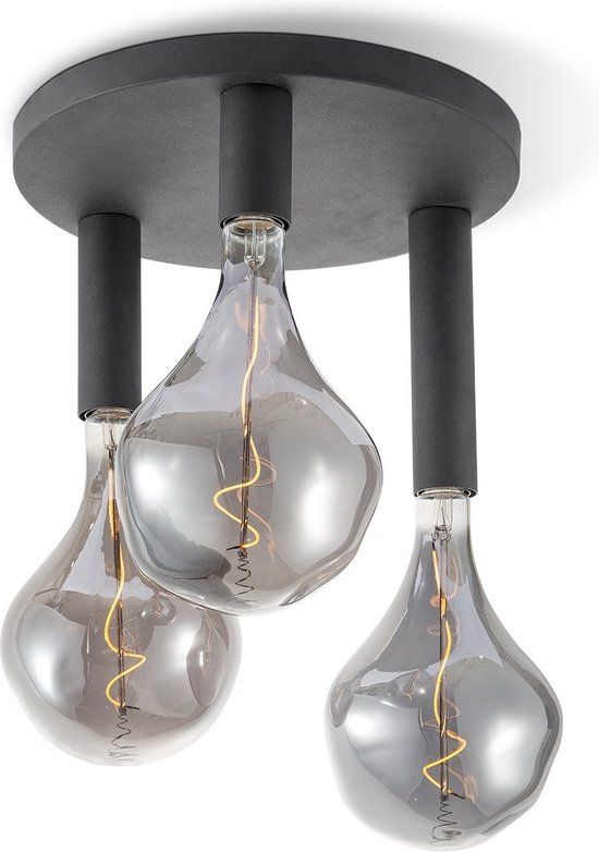 Home Sweet Home LED Plafondlamp Rond - Ø35cm - Metaal - Zwart