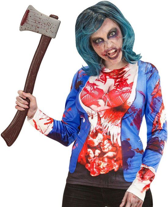 Widmann Zombie Kostuum T-Shirt Lange Mouwen Bloedzooi Vrouw Large / XL Carnaval kostuum Verkleedkleding
