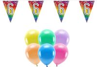 Boland Party 6e jaar verjaardag feestartikelen versiering - 100x ballonnen/2x leeftijd vlaggetjes