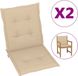 vidaXL Fauteuil de jardin coussins bas dossier 2 pièces 100x50x3 cm tissu oxford beige