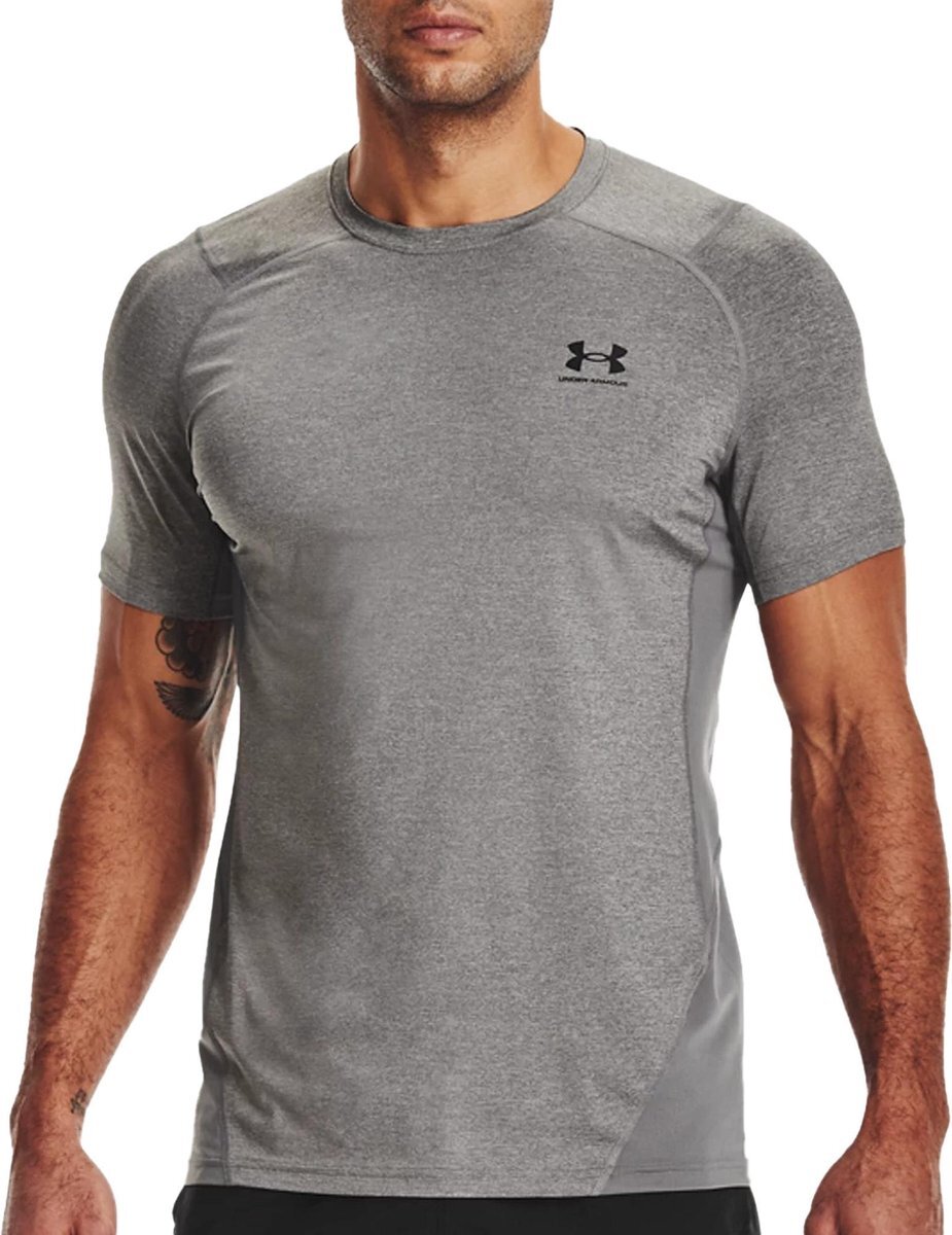 Under Armour HeatGear Sportshirt - Maat XXL - Mannen - grijs - zwart