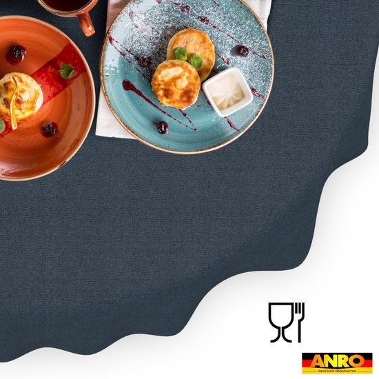 ANRO Tafelkleed Donkerblauw Linnenlook Ovaal 200x140cm