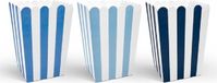 Merkloos / Sans marque Partydeco Gestreepte popcorn bakjes blauw - 24x stuks - 7,5 x 7,5 x 12,5 cm - Snoep bakjes