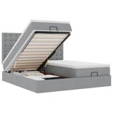 vidaXL Ottoman Bed with Mattresses and LEDs 160x200cm Fabric Light Grey