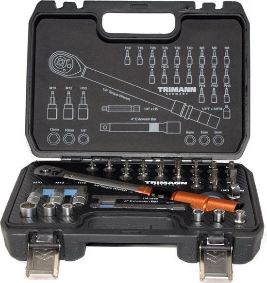 TRIMANN 1/4" momentsleutel met 3/8" adapter