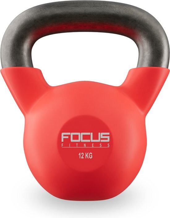 Focus Fitness - Kettlebell - 12 KG - Gietijzer - Vinyl coating - Oranje - Gewichten