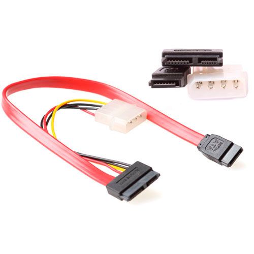 ACT AK3415 Micro SATA(6+7) Female - SATA(7) Female + 5,25" Male (4 Pins) - 0,30 m