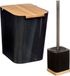 5five Badkamer/toilet accessoires set - WC-borstel in houder en prullenbak - zwart - bamboe - 5 liter