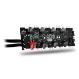 NOX XTREME PRODUCTS HUMMER D-HUB - 18-poorts ARGB en PWM Hub voor pc-gaming, ventilator- en verlichtingsregeling, SATA-aansluiting en bediening aan boord, zwart