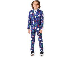 Suitmeister Christmas Snowman Blue - Kids Pak - Kerst Outfit - Blauw - Maat L
