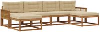 vidaXL Bank loungeset 6 zitplaatsen Natuurlijk en Beige Acacia Hout