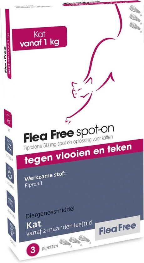 Flea Free Fipralone spot-on kat 1 tot 12 kg - 3 pipetten
