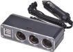 Merkloos 3-weg stopcontact 12 volt met 2 USB-aansluitingen