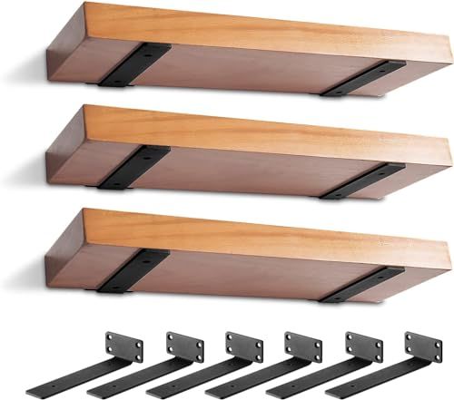 Heavy Feed: Heavy Duty plankbeugel, rustieke zwevende plankbeugel voor planken aan de muur gemonteerd, 6 stuks industriële zwarte plankbeugels (6 inch - 6 stuks).