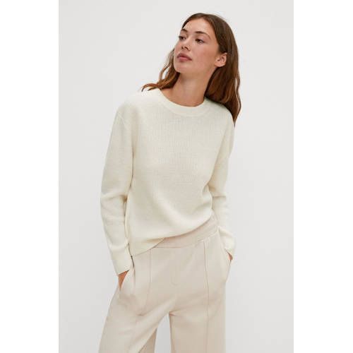 Comma Casual Identity Ribbed Knit Sweater with Wool - Ivory