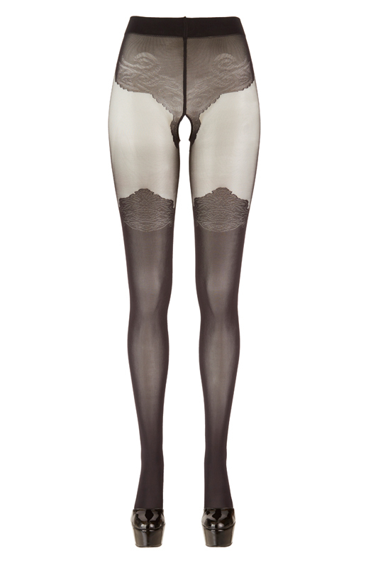 Cottelli Collection Panty Met Kousen Look - Zwart Maat 1