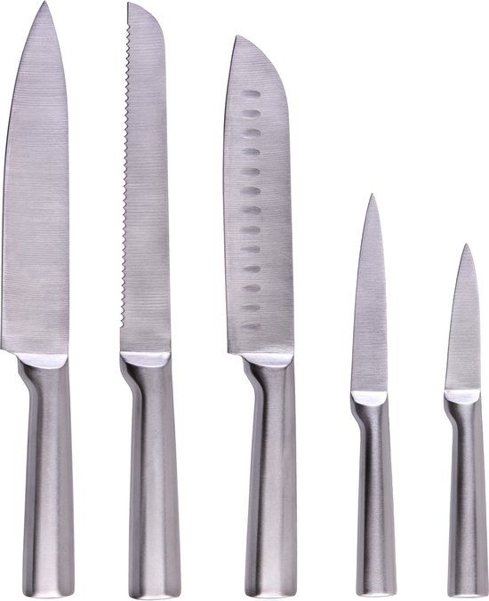 Krumble Professionele keukenmessen – 5-delige messenset – RVS – Zilver