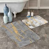 Boraboi® Badmat antislip 2 stuk set- Badmatten 60x100cm en 50x60cm(Grijs,Geel)