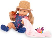 Badpop 42 cm, 9-delig, met accessoires, blond haar, blauw