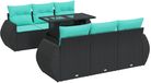 vidaXL 7-delige Loungeset met kussens, polyrattan, acacia, zwart