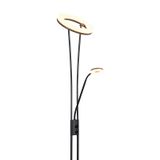 QAZQA Divine - Moderne LED Vloerlamp Zwart met Leesarm - Incl. LED - 180cm