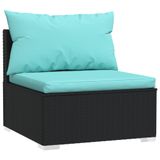 vidaXL 9-delige Loungeset met Kussens, Poly Rattan, Zwart