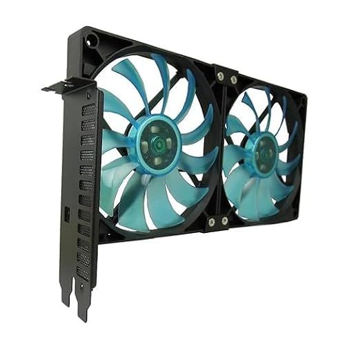 GELID SOLUTIONS PCI Slot Fan Holder - 2 x Slim Blue 120 mm UV Blue Fan