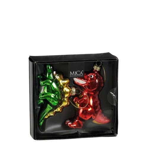 Mica Decorations kerstornament dinosaurus - glas (2 stuks)
