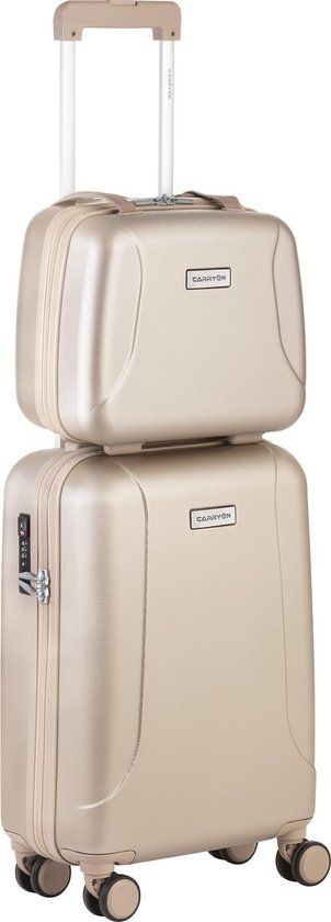 CarryOn Skyhopper Handbagage & Beautycase Set - Champagne - Hardcase - 55cm - TSA Lock