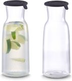 Zeller Glazen karaffen - 2x - met siliconen deksel - 700 ml - waterkaraf - D8 x H21 cm